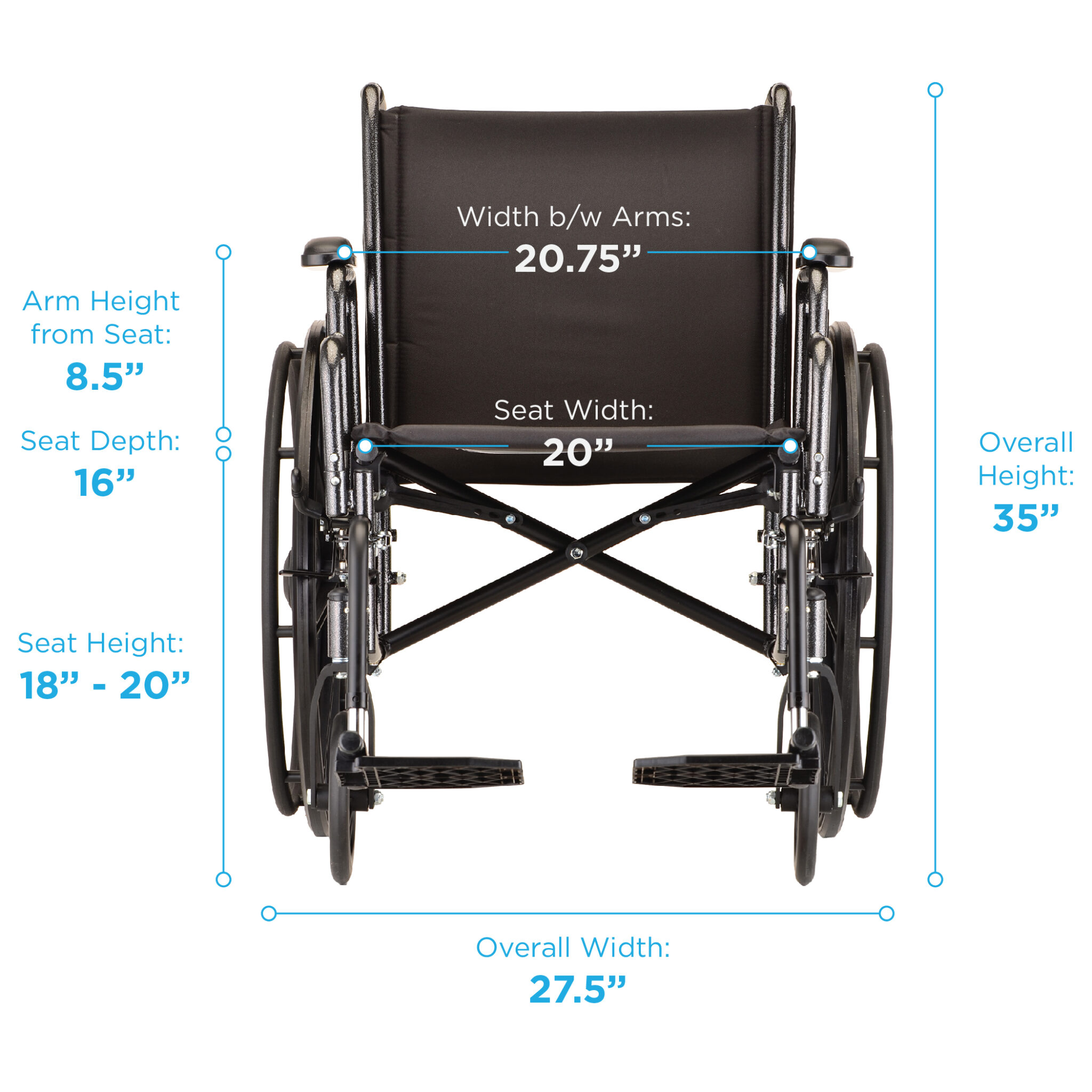 Standard Wheelchair, 20 Inch MetroCare