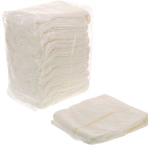 A stack of diapers in plastic wrap.