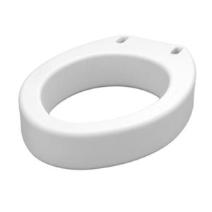 A white toilet seat with two holes for the handles.